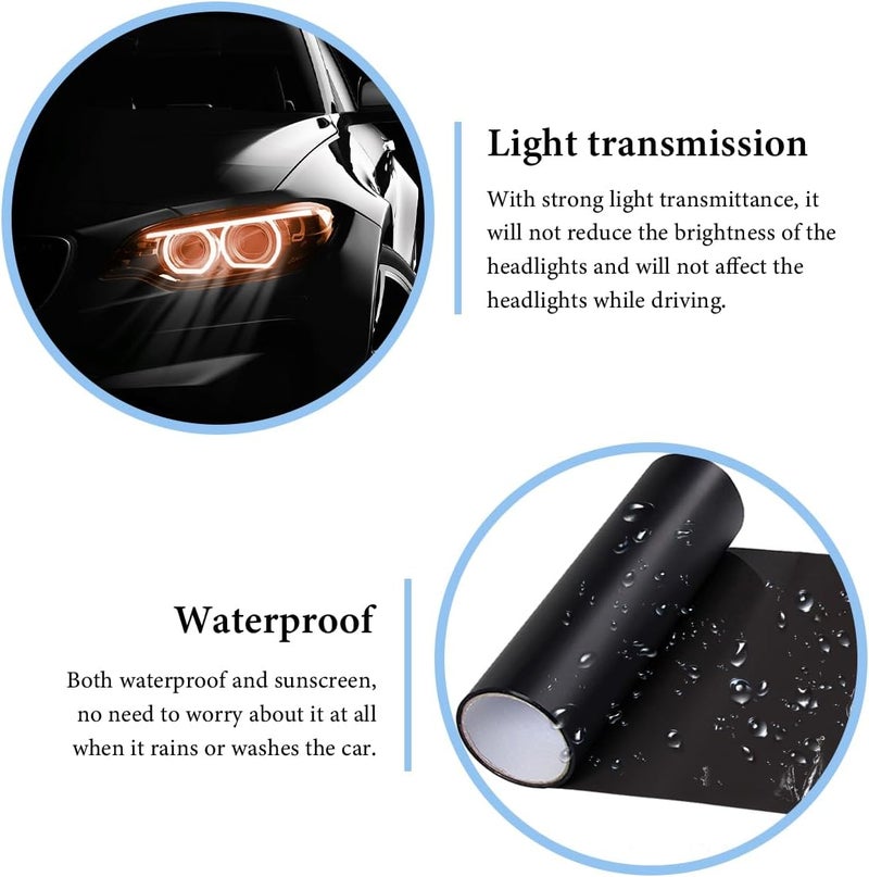 MUQIDA Headlight Vinyl Film Sticker Sheet Roll, 47.2"×11.8" Self-Adhesive Tint Vinyl Film for Car Tail Lights Fog Lights, Air-Release Headlight Tint Wrap Film with Squeegee & Cutter (Orange) - Image 4